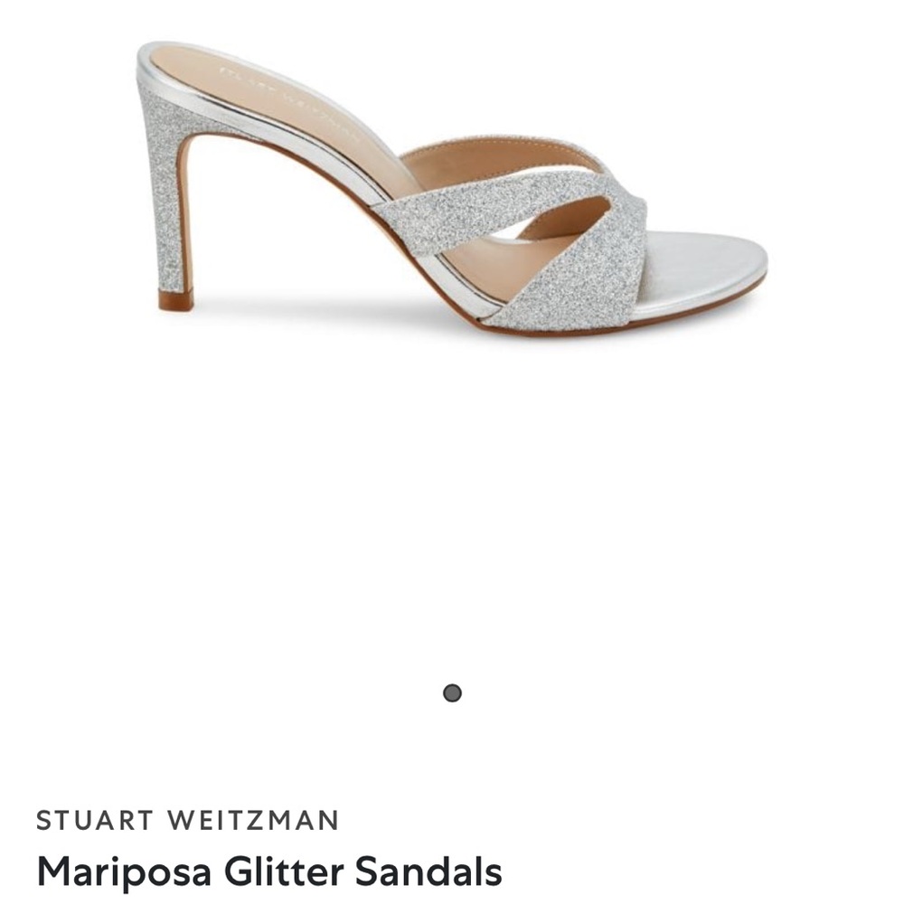 Stuart Weitzman mariposa silver glitter heel